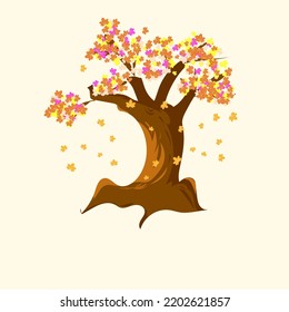 Premium Vector L Flat Tree Vector Autumn Tree. Clipart Image, Flower 