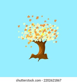 Premium Vector L Flat Tree Vector Autumn Tree. Clipart Image, Flower 