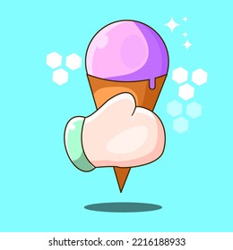 Premium vector l icon hand vector hold es cream cute design illustrator.