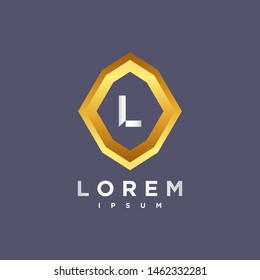 Premium Vector L Logo. Beautiful Logotype design for luxury company branding. Elegant identity design in grey and gold.