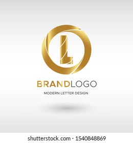 Premium Vector L Logo in GOLD. Beautiful Logotype design for company branding. Elegant identity design in blue