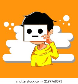 Premium vector l set expression cute on paper secret smile.