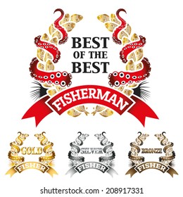 premium vector label for best fisherman