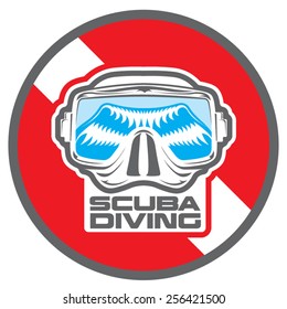 premium vector label mask for scuba diving and freediving swimming