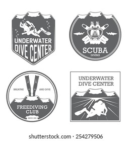 premium vector label for scuba diving center and freediving swimming