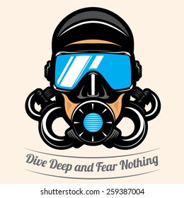 premium vector label for scuba diving club and underwater swimming