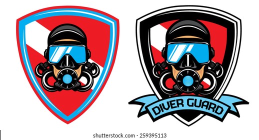 premium vector label for scuba diving club and underwater swimming