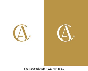 Premium Vector Letter AC or CA Logo Vector, Beautiful Logotype design for luxury company branding. Elegant identity design in gold color.