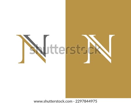Premium Vector Letter N or NV Logo Vector, Beautiful Logotype design for luxury company branding. Elegant identity design in gold color Imagine de stoc © 