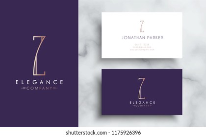 Premium vector letter Z logo with business card tamplate. Luxury brand identity for your company. Elegant corporate design on marble background .