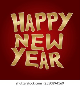 Premium Vector | Lettering happy new year Gold Color and red gradient