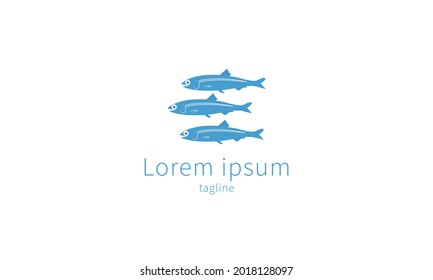 Premium vector logo anchovy fish minimalist and modern packcaging illustration