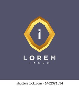 Premium Vector I Logo. Beautiful Logotype design for luxury company branding. Elegant identity design in grey and gold.