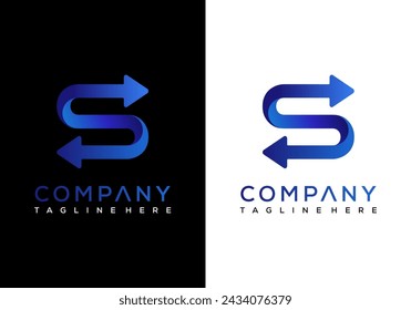Premium vector logo concept arrows with letter S background black and white
