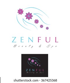 PREMIUM VECTOR LOGO DESIGN OF TWO HANDS HOLDING LOTUS FLOWERS