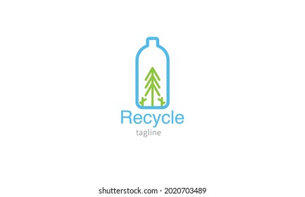 Logotipo portador premium, icono, símbolo, botella reciclable, botella ecológica estilo minimalista y de diseño sencillo