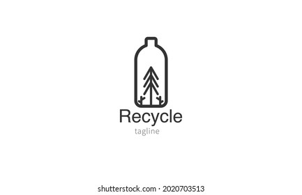 Logotipo portador premium, icono, símbolo, botella reciclable, botella ecológica estilo minimalista y de diseño sencillo