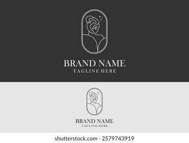 Premium vector logo line art concept for beauty salon and women's hairdresser background black and white