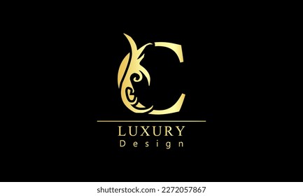 Premium Vector С logo. Monnogram, lettering. Delicate elegant floral pattern of roses.