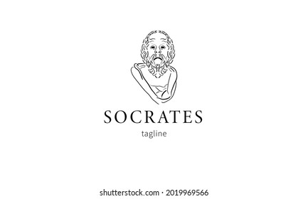 Premium vector logo potrait face ancient athens design