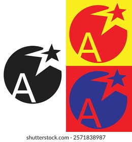 Premium A Vector Logo in three color variations. Beautiful Logo design for luxury corporate branding. Elegant identity design