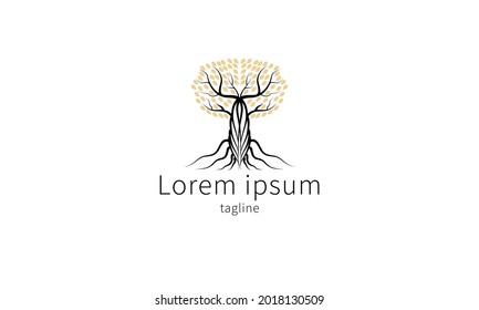 Premium-Vektor-Logo-Baum von Leben, Eiche Baum, Design 