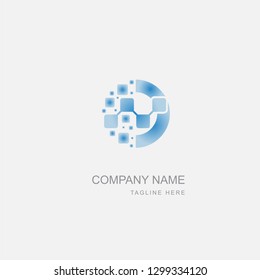 Premium Vector Logo in two color variations. Beautiful Logotype design for luxury company branding. Elegant identity design in blue and gray gradient.