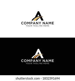 Premium Vector A Logo in two color variations. Beautiful Logotype design for luxury company branding. Elegant identity design in blue and gold.