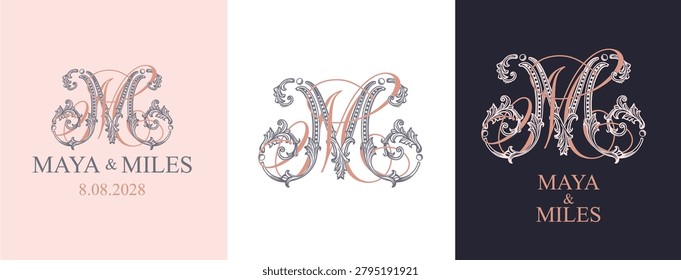 Premium vector MM monogram logo. Elegant intertwined initials in a luxury ornamental style.