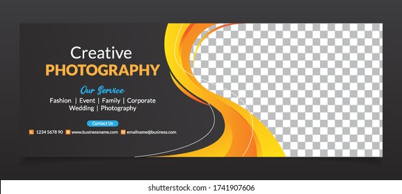 Premium Vector - Modern Abstract Photography Social Media Cover Banner Template