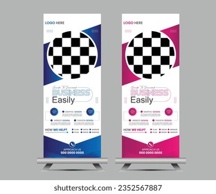 Modelo de Banner Premium Vector Modern Roll Up o diseño de banner corporativo para empresas.