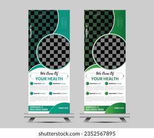 Premium Vector Modern Roll Up Banner Template or corporate pull up banner design for business.