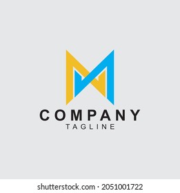 Premium Vector MW Logo in zwei Farbvarianten. Schönes Logotype Design für luxuriöse Firmenmarke. Elegantes Identitätsdesign in Blau und Gelb. 