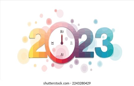 Vector Premium | Números 2023 feliz año nuevo 2023 fondo navideño con reloj de salpicadura gradiente colorido realista