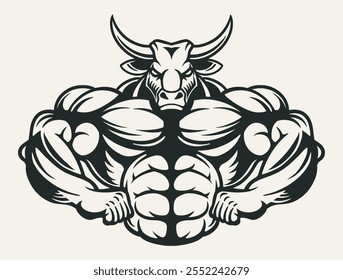 Premium Vector I Outline Bull bufallo Muskel Sport Training