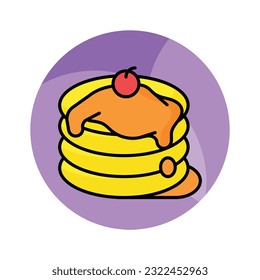 Premium vector of pancake with melted butter and cherry on top