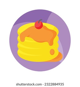 Premium vector of pancake with melted butter and cherry on top