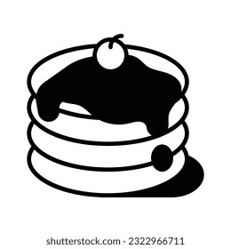 Premium vector of pancake with melted butter and cherry on top