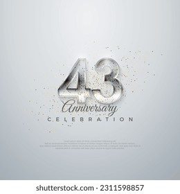 Premium vector for poster, banner, celebration greeting.Silver elegant number 43rd. on a glossy white background.