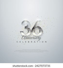 Premium vector for poster, banner, celebration greeting.Silver elegant number 36th. on a glossy white background.