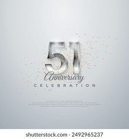 Premium vector for poster, banner, celebration greeting.Silver elegant number 51st. on a glossy white background.