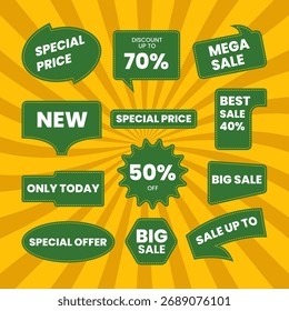 Marca e selo de venda de promoção de vetor premium