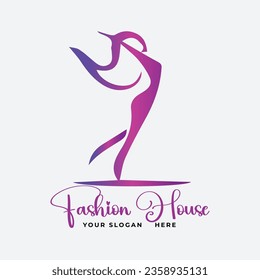 Diseño De Logotipo De Moda De Gradiente Púrpura Y Vector Premium