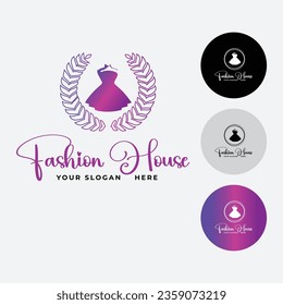 Premium Vector And Purple Gradient Fashion Logo Design Set