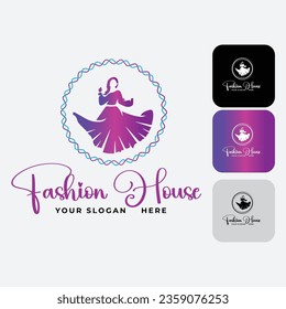 Premium Vector And Purple Gradient Fashion Logo Design Set