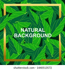 premium vector of rectangle gold frame on a dark green tropical. Leaves patterned background vector