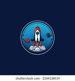 Premium vector, Rocket outer space logo.