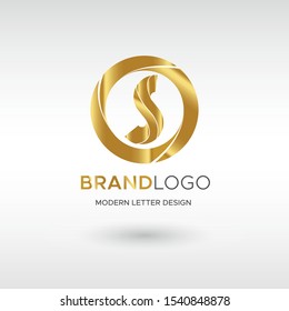 Premium Vector S Logo in GOLD. Beautiful Logotype design for company branding. Elegant identity design in blue