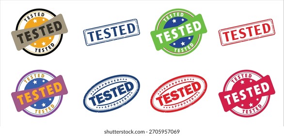 Premium Vector Set of Colorful Tested Product Quality Control Stamps and Certification Seals
