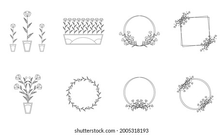Premium-Vektorgrafik, SET floraler Rahmen-Ornament-Vorlage